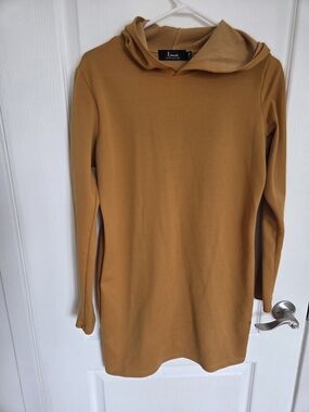 Love Ribbed Hooded Tunic in Mustard